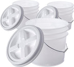 Hudson Exchange Premium 3.5 Gallon Bucket (Natural, 3 Pack) with Gamma Seal Lid, HDPE