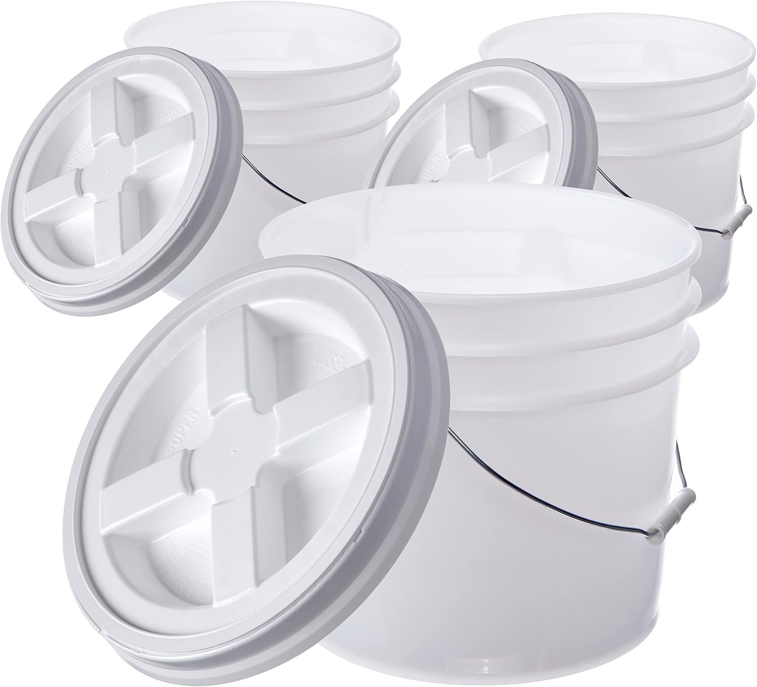 Hudson Exchange Premium 3.5 Gallon Bucket (Natural, 3 Pack) with Gamma Seal Lid, HDPE