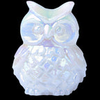 1.9 Inch White Jade Owl Statue Owl Figurine Home Decor, Healing Crystal Cute Decor Figurines,Sculpture Hand-Carved Gemstones,Bedroom Office Spiritual Gift, Owl Gifts for Women Men