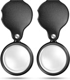 10X Magnifying Glass Loupe Small Pocket Magnifier Mini Folding Magnify Glass with Rotating Protective Holster for Reading Newspaper Book Magazine Science Class Hobby Jewelry