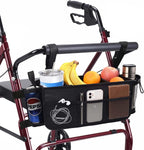 Upgraded Rollator Basket Foldable Rollator Walker Storage Bag with Cup Holder for Seniors with Big Capacity,Never Tipping Over and Easy to Use,Best Present for Family