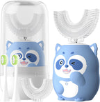 Kids Electric U Shaped Toothbrush Children Cartoon Sonic Automatic Toothbrush with 4 Brush Heads Full Mouth 6 Cleaning Modes - (Age 8-15, Blue)