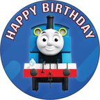 7.5 Inch Train Adventure Cake Topper – Round Edible Birthday Cake Decorations, Happy Birthday Cake