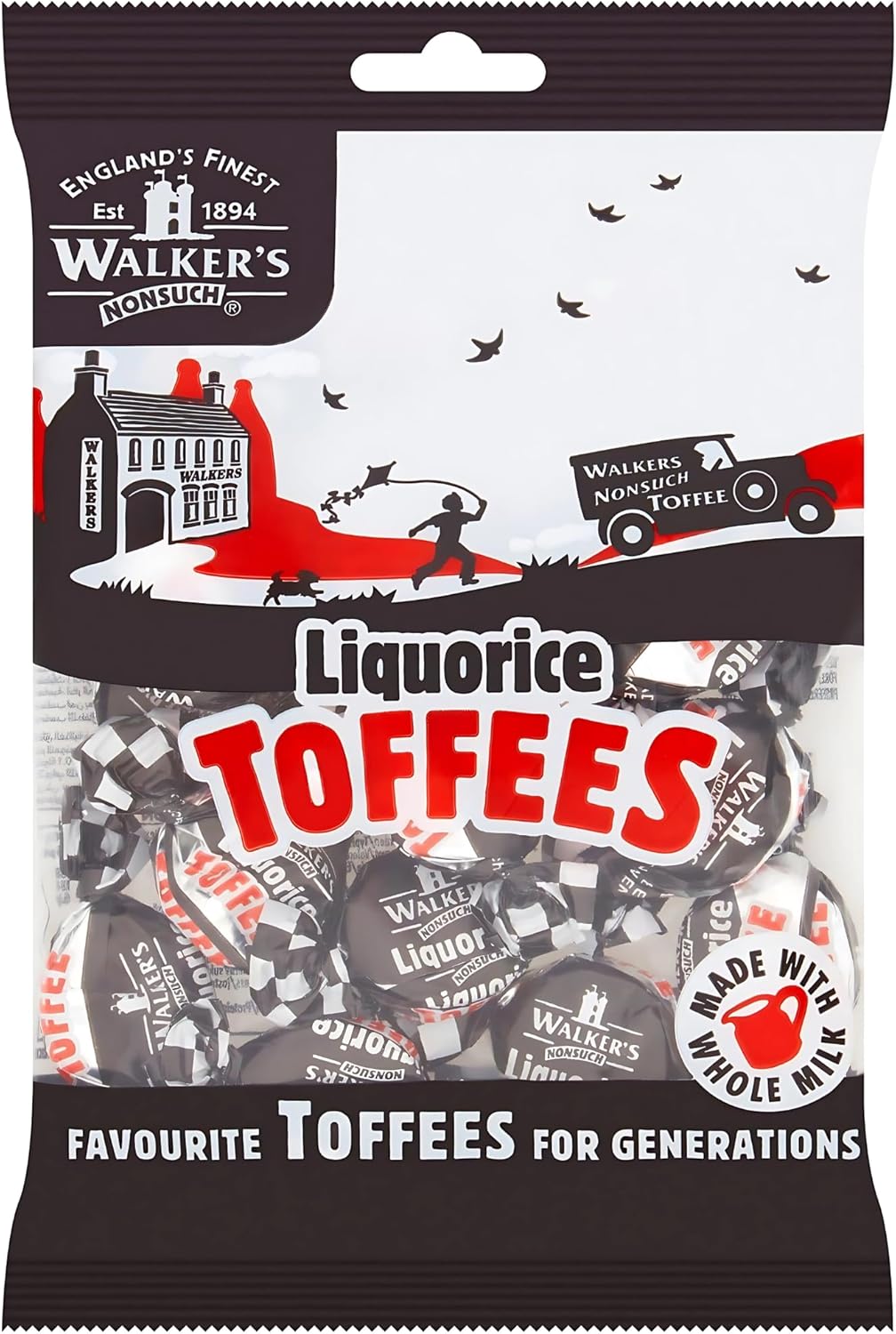 Walkers' Nonsuch Liquorice Toffees | with Condensed Milk & Black Treacle | Imported from the UK | Traditional British Candy | Old Fashioned Licorice Toffee | 5.29 Oz (150g)