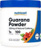 Nutricost Guarana Extract Powder 100 Grams Per Bottle - Natural Brazilian Herbal Caffeine Energizer Supplement