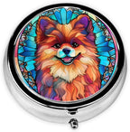 Pomeranian Dog Small Box for Pill,3 Compartment Pill Case Travel Medicine,Portable Pocket or Purse Pill Organizer Container Holder Hold Vitamins, Medication, Fish Oil Supplements