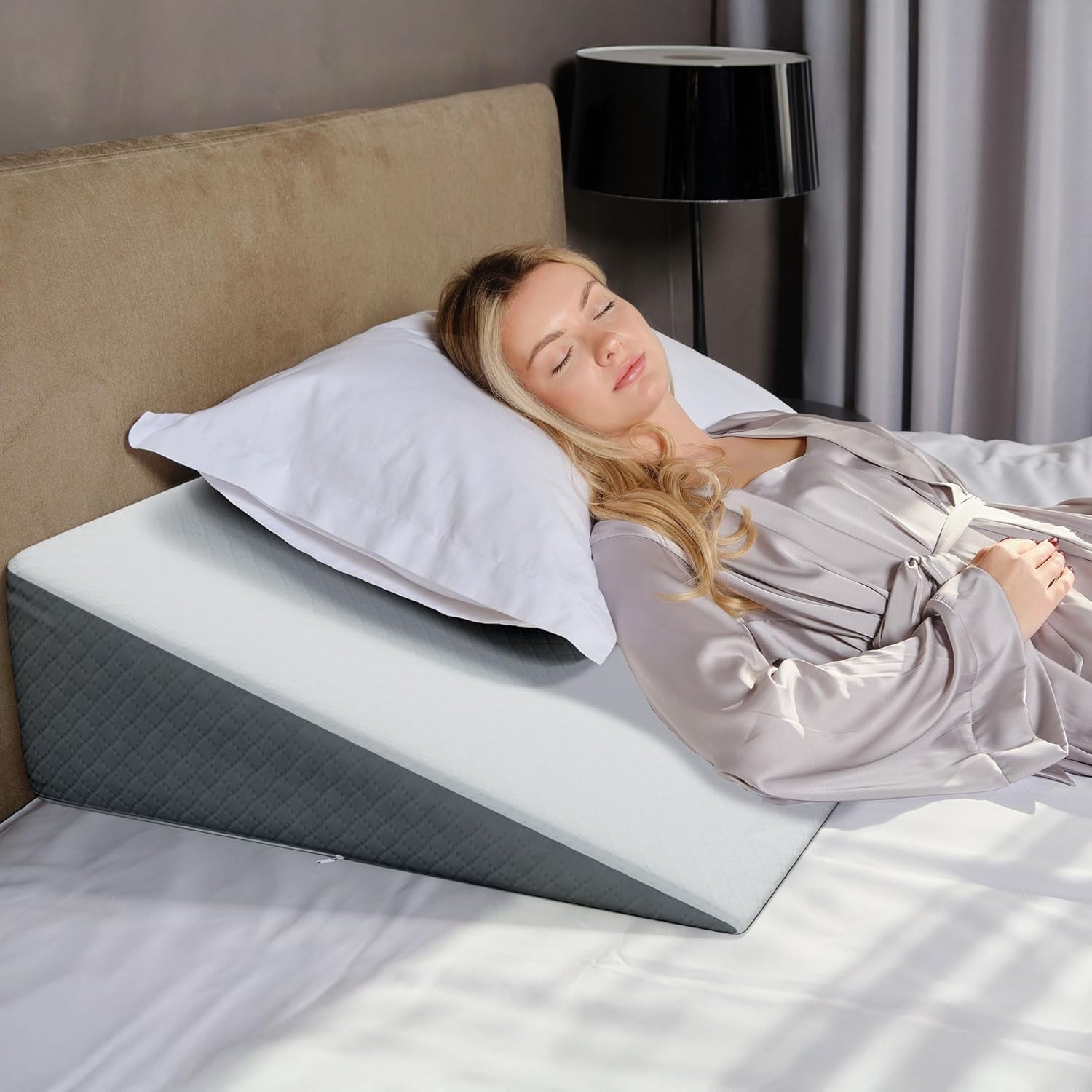 Kolbs Extra Wide Bed Wedge Pillow | Super Large, Memory Foam Top and Jacquard Cover | for Sleeping Acid Reflux GERD (7.5 Inch Height (31 x 33 x 7.5))