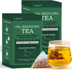 Oil-Reducing Tea - 10 Herbal with Excellent Formula, Oil Cleansing Tea for Liver, Oil-Reducing Tea Herbal Chinese Tea, 15 Tea Bags (2 Box(30pcs))