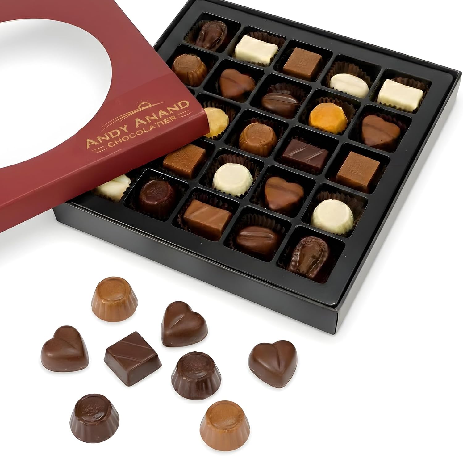 ANDY ANAND CHOCOLATIER Sugar Free Belgian Chocolate Truffles - Delicious Handmade Chocolate Assortments Gift Box, Sweetened With Natural Stevia, Perfect as Chocolate Gifts For Women (25 Pieces, 11.11 Oz)