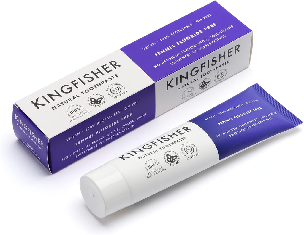 Kingfisher Natural Fennel Toothpaste 100ml - Fluioride Free (Pack of 4)