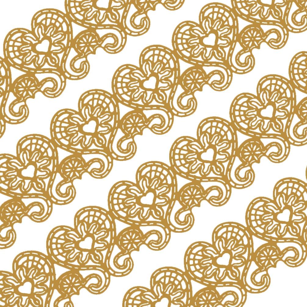 Funshowcase Large Pre-Made Ready to Use Edible Cake Lace Love Heart 14-inch 10-piece Set Golden
