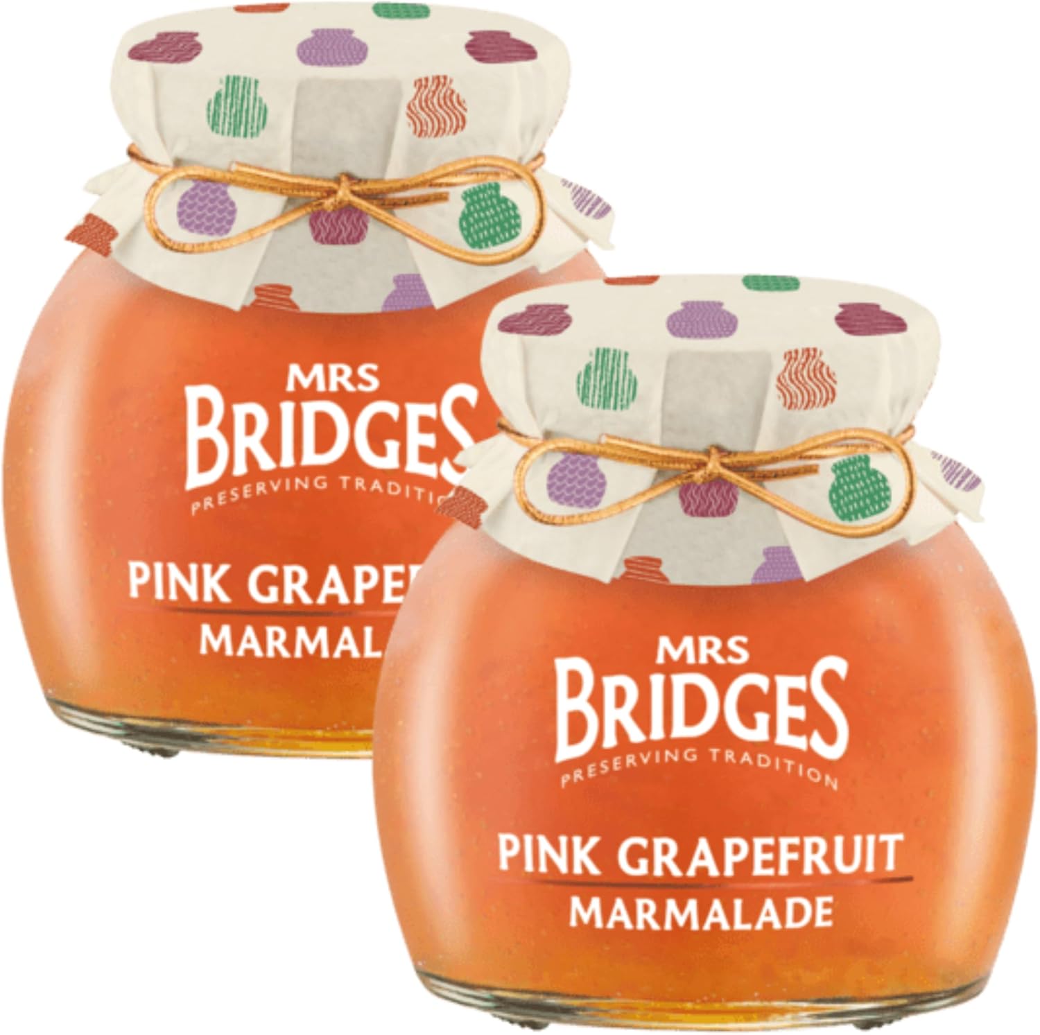 Mrs Bridges Pink Grapefruit Marmalade, Made in Scotland, 12oz Jar (Pack of 2)