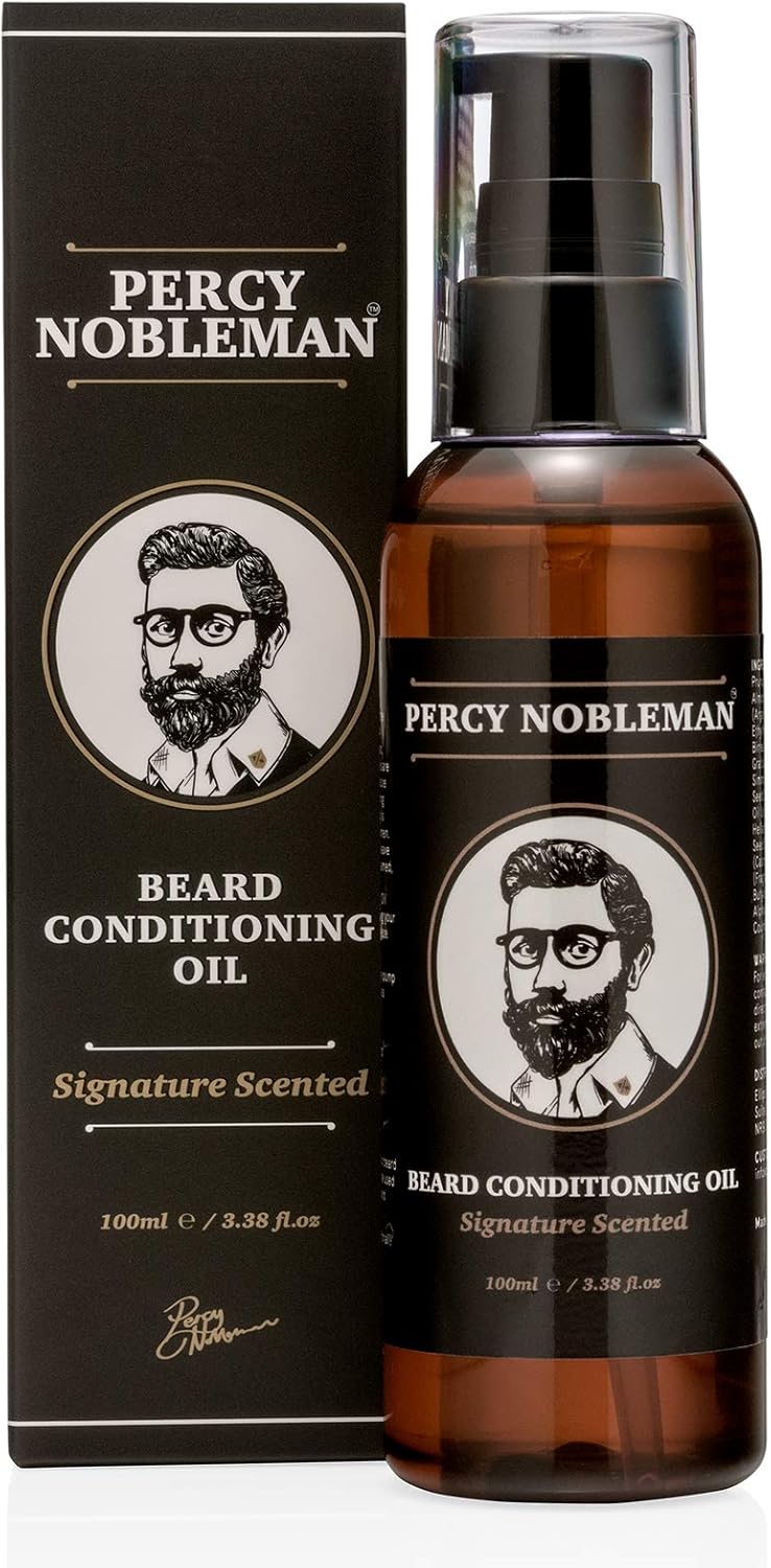 Beard Oil by Percy Nobleman - Newly Available Scented Blend. (100ml) Beard Conditioning Oil with a Special Mixture of Quality Ingredients that Softens and Conditions Your Facial Hair.