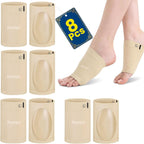 8Pcs Gel Arch Support Sleeve, Soft Gel Pad Inserts for Women, Gel Compression Foot Sleeve, Arch Support Bands, Suitable for Flat Feet and High Arch Feet to Relieve Daily Exercise and Running