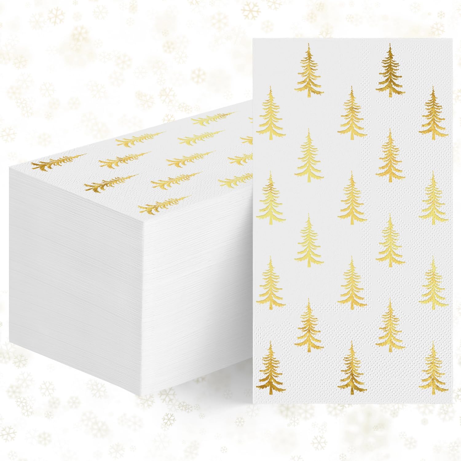 Horaldaily 100 Christmas Disposable Paper Decorative Guest Napkins, Gold Xmas Trees Hand Towel for Party Lunch Dinner Kitchen Bathroom