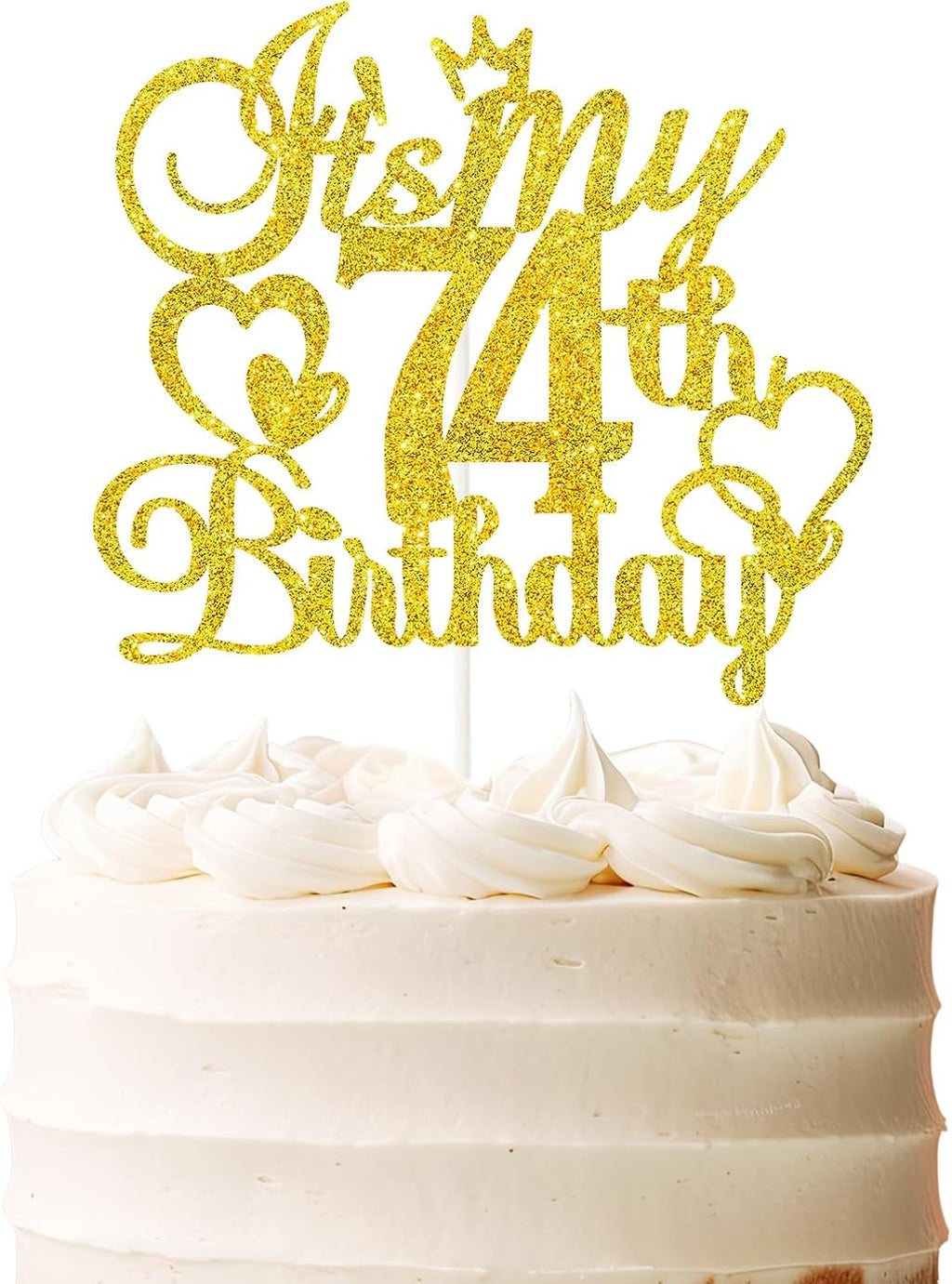 It's My 74th Birthday Cake Topper - Gold Glitter Happy 74th Birthday Cake Decor - 74 and Fabulous,Cheers to 74 Years Old Birthday Party Supplies