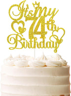 It's My 74th Birthday Cake Topper - Gold Glitter Happy 74th Birthday Cake Decor - 74 and Fabulous,Cheers to 74 Years Old Birthday Party Supplies