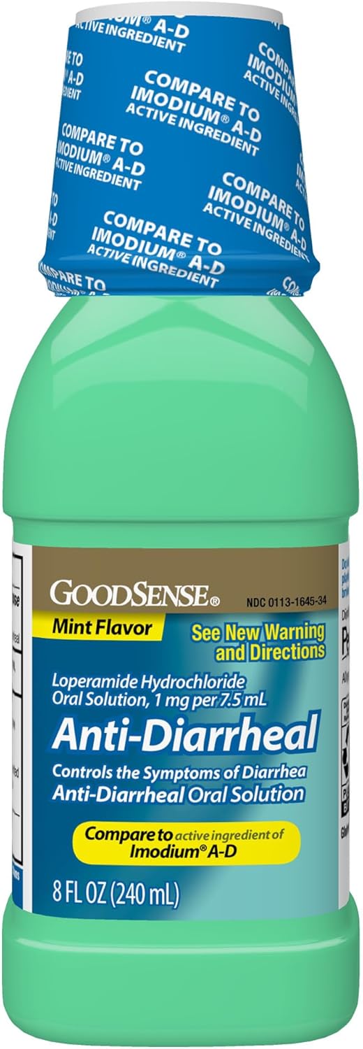 GoodSense Loperamide Hydrochloride Oral Solution, 1 mg per 7.5 mL, Mint Flavor, Anti-Diarrheal Medicine