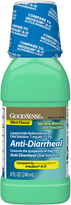 GoodSense Loperamide Hydrochloride Oral Solution, 1 mg per 7.5 mL, Mint Flavor, Anti-Diarrheal Medicine