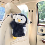 Tissue Box Cover Plush Tissue Box Holder for Car, Home, Decorative Holder/Organizer for Bathroom Vanity Countertop, Nightstands, Office Desk-Penguin