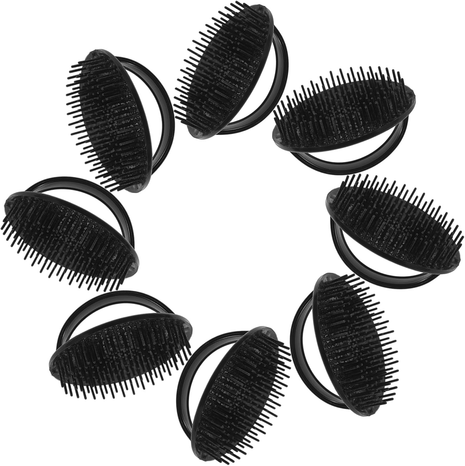 GLEAVI 8pcs Hair Scalp Massager Brush Set, Silicone Shampoo Scalp Exfoliator and Hair Care Scrubber for Deep Cleaning and Relaxation, Black, Suitable for Daily Shower Use