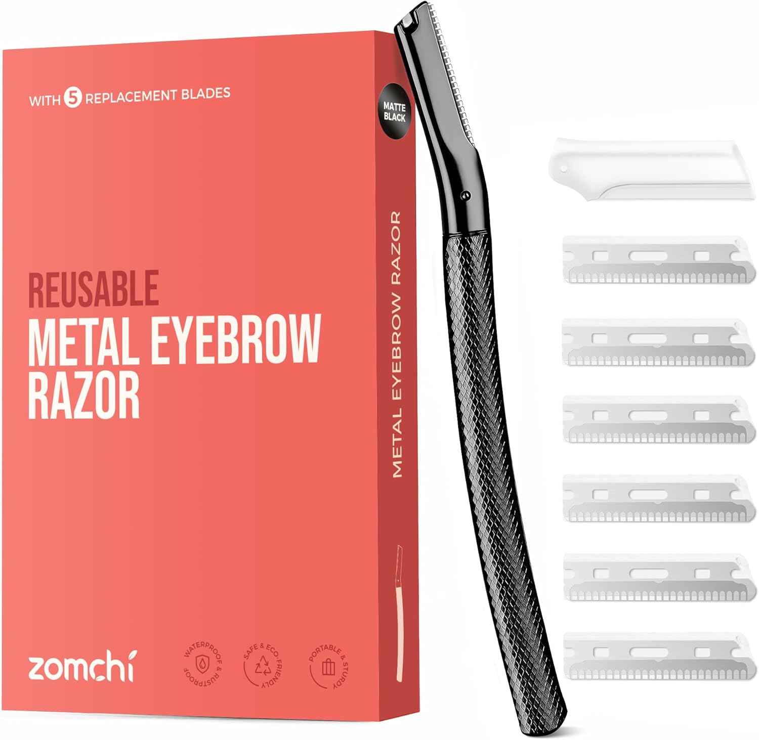 ZOMCHI Eyebrow Razor, Face Razors for Women&Men, Eyebrow Trimmer Shaper with Precision Cover,Facial Shaver with 6 Blades (Black)