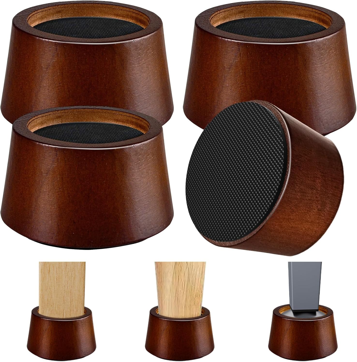 Furniture Raisers Bed Risers - 2 Inch Wooden Circle Heavy Duty Furniture Height Extenders Lifts for Sofa Couch Desk Chair Table Base Raising Space, Convenient Store and Cleaning, Pack of 4