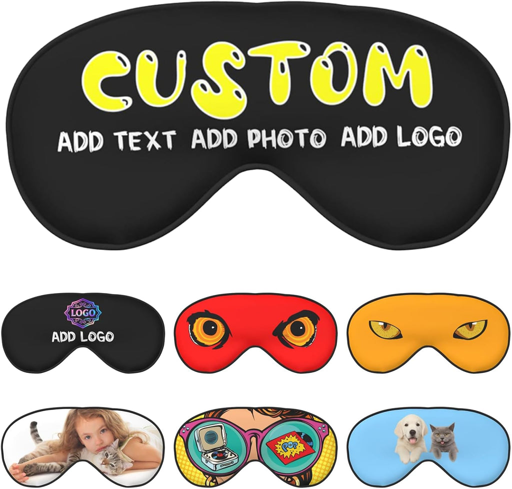 Custom Sleep Mask Add Your Design Personalized Eye Mask with Your Text Logo Photo for Men & Women Customized Masks for Gifts Black