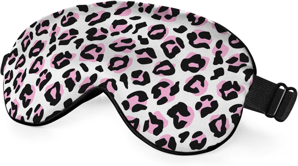 Leopard Eye Mask Sleeping Mask Pink Black Leopard Print Animal Sleep Masks Silky Soft Eye Cover for Women Men Shading Blindfold for Air Travel Sleeping