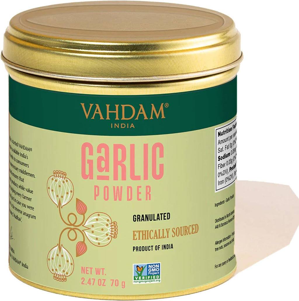 VAHDAM, Garlic Granules (2.47oz) 100% Raw Granulated Garlic (Allium Sativum) from India | Non GMO, Gluten Free, Dried Garlic | Aromatic & Pungent | Direct from Source