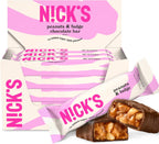 NICKS Peanuts & Fudge Keto Chocolate Bars No Added Sugar 180 Calories, 4 Net carbs, Gluten Free Sweets Low carb Candy Snack Bar – 15-Pack (40g Each)