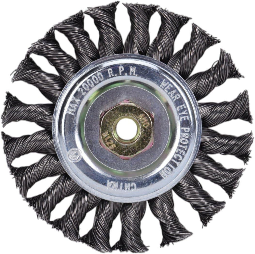 Century Drill & Tool 76048 4" Coarse Knot Wire Wheel, M10 X 1.25 Arbor, 20,000 RPM Max - Heavy-Duty Cleaning & Surface Prep on Concrete & Metal