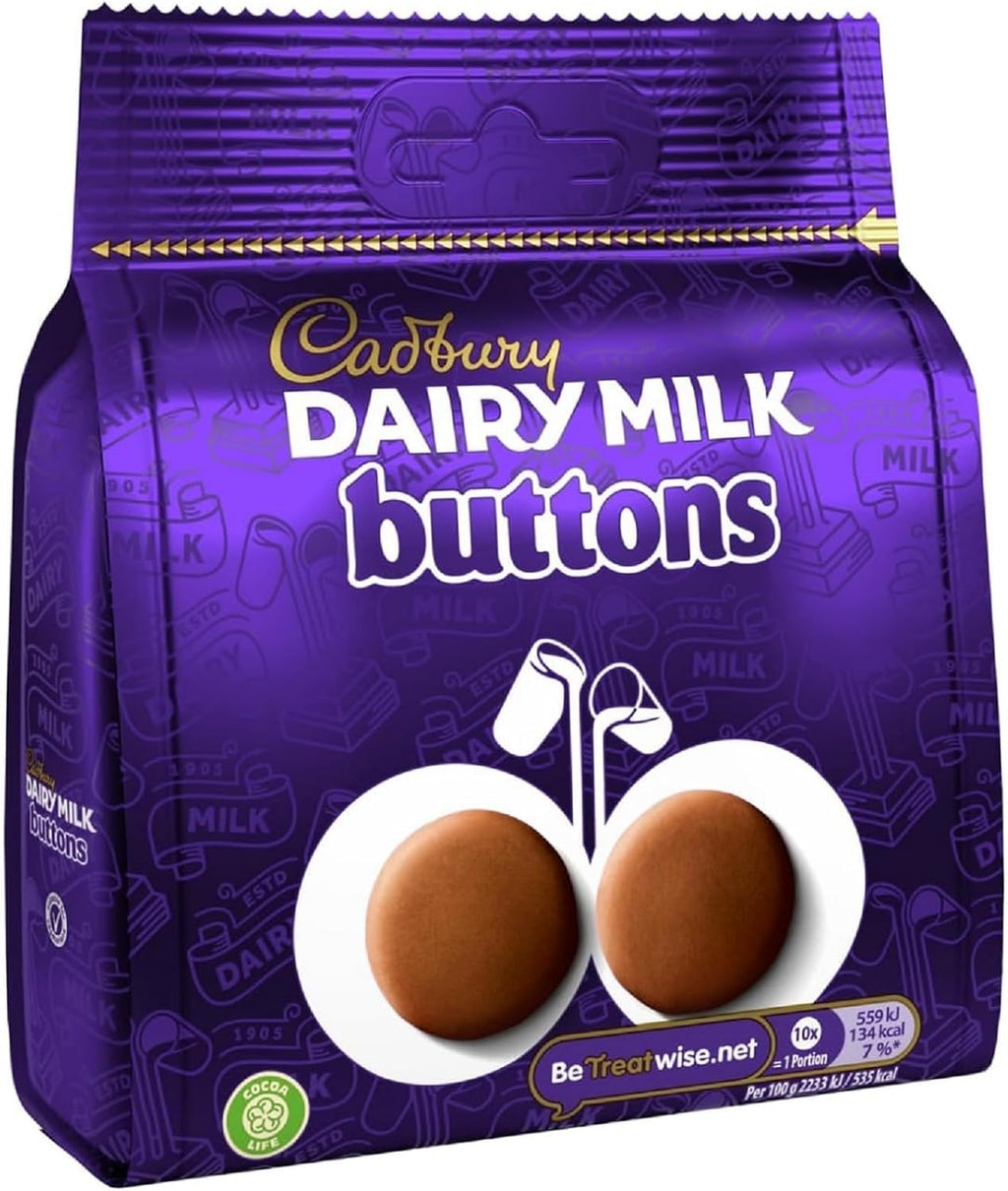 Cadbury Dairy Milk Giant Chocolate Buttons Bag, 85g , Perfect for sharing with friends and family, Pack of 10