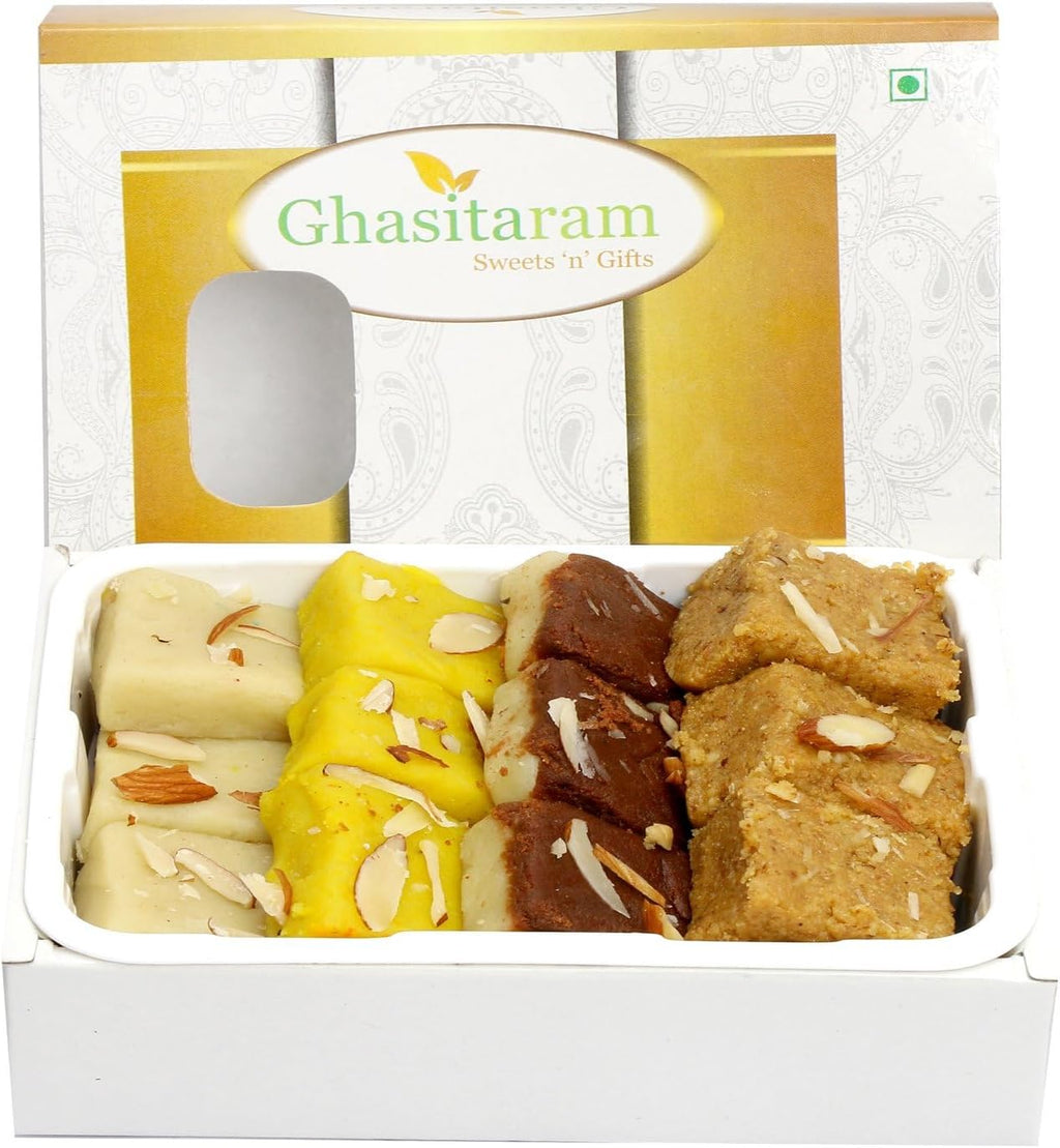 Ghasitaram Gifts Indian Sweets - Sugar Free Assorted Mawa Barfis (200 GMS)