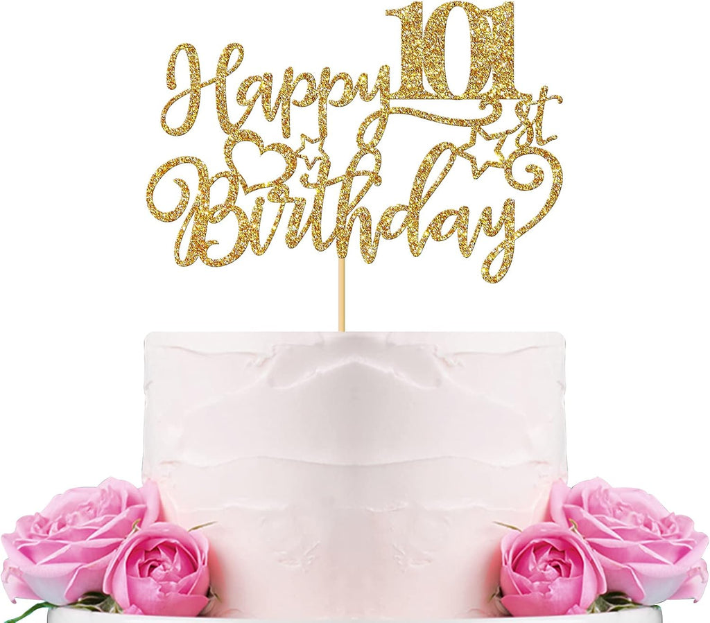 WeBenison Happy 101st Birthday Cake Topper 101st Birthday Cake Supplies Grandma Grandpa 101 Years Old Bday Party Decorations Gold Glitter