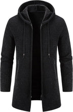 Mylldey Men's Long Cardigan Hoodies Full-zip Fleece Lined Sweaters Knit Regular Fit Casual Sweater Hooded Coat wiht Pocket