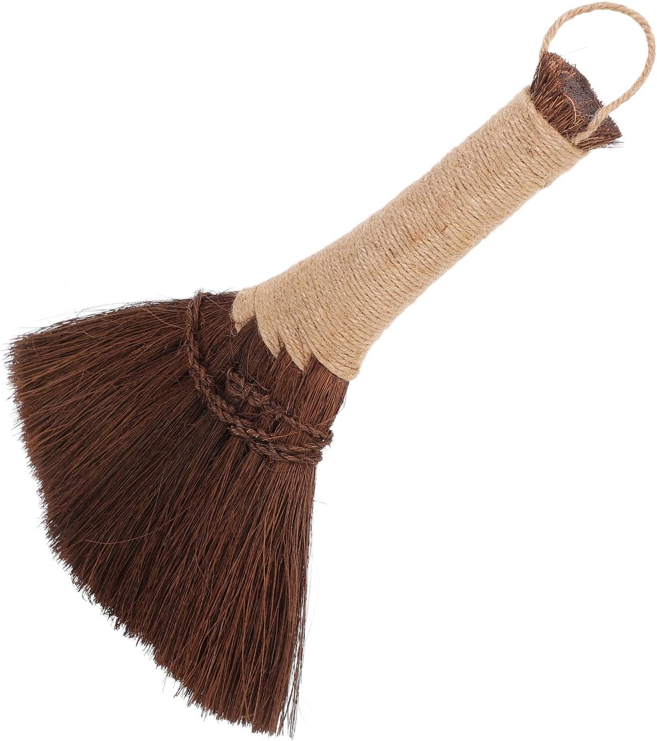 Small Whisk Broom Handheld Short Handle Broom with Natural Fiber Bristles Portable Desktop Duster for Home Sofa and Bed Dust Cleaning