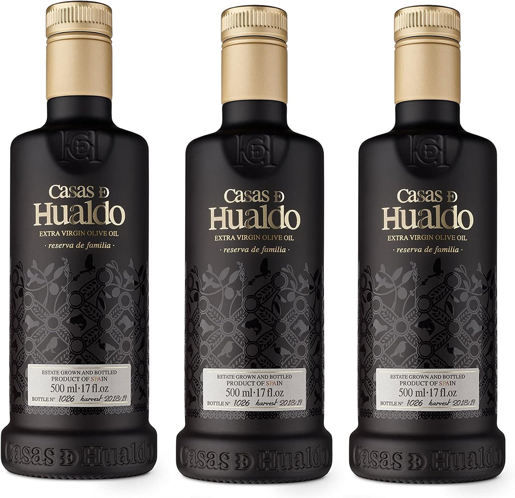 Casas De Hualdo, Extra Virgin Olive Oil, Imported From Spain, 500 ML (Pack of 3) (Reserva de Familia, 500 ML)