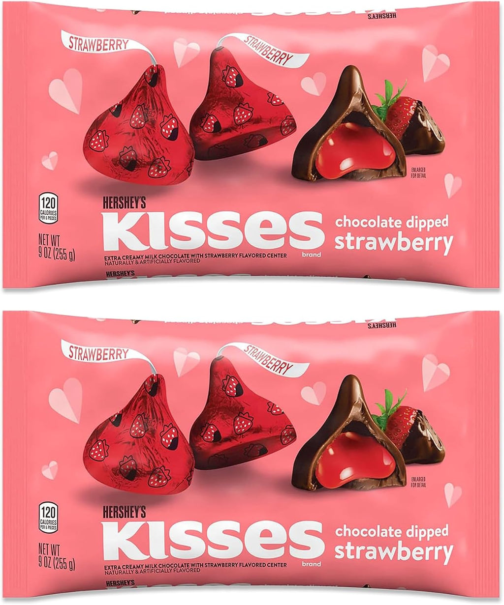 Snackivore Hershey Kisses Strawberry Filled Pack of 2 x 9oz Bags. Strawberry Hersheys Kisses Bulk