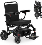 Electric Wheelchair for Adults Foldable Motorized Wheelchair for Seniors Lightweight Portable All Terrain 15 Miles Long Travel Range (Black, Equipped with pullbar)