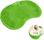 Shower Foot Scrubber Mat with Non-Slip Suction Cups, Back Exfoliating Bath Wash Pad and Massager for Deep Cleaning and Relaxation, Wall Mounted Foot Scrubber Cleaner for Men and Women,Green