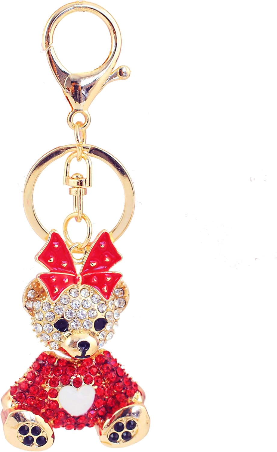 One Pack Cute Bowknot Heart Heart Bear Sitting Position Bear Animal Rhinestone Car Keychain Ring Chain Gift Pack Buckle
