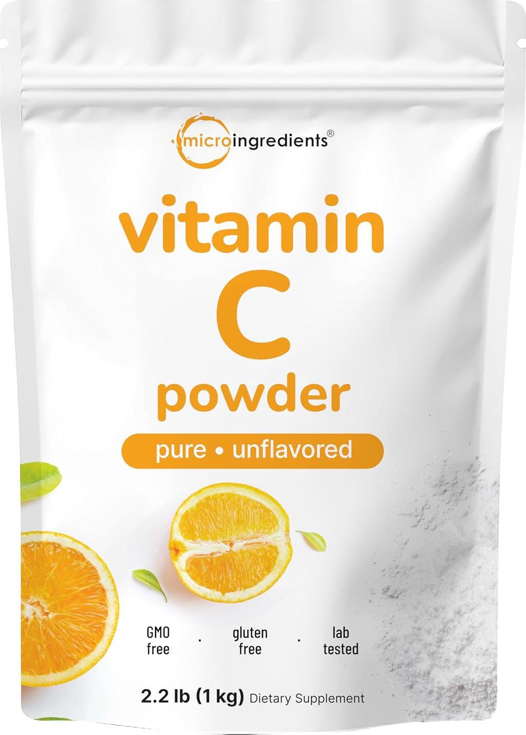 Micro Ingredients Pure Vitamin C Powder, 2.2lbs (1kg) | Unflavored Ascorbic Acid Supplements | Vitamins for Women & Men | Non-GMO, Gluten Free