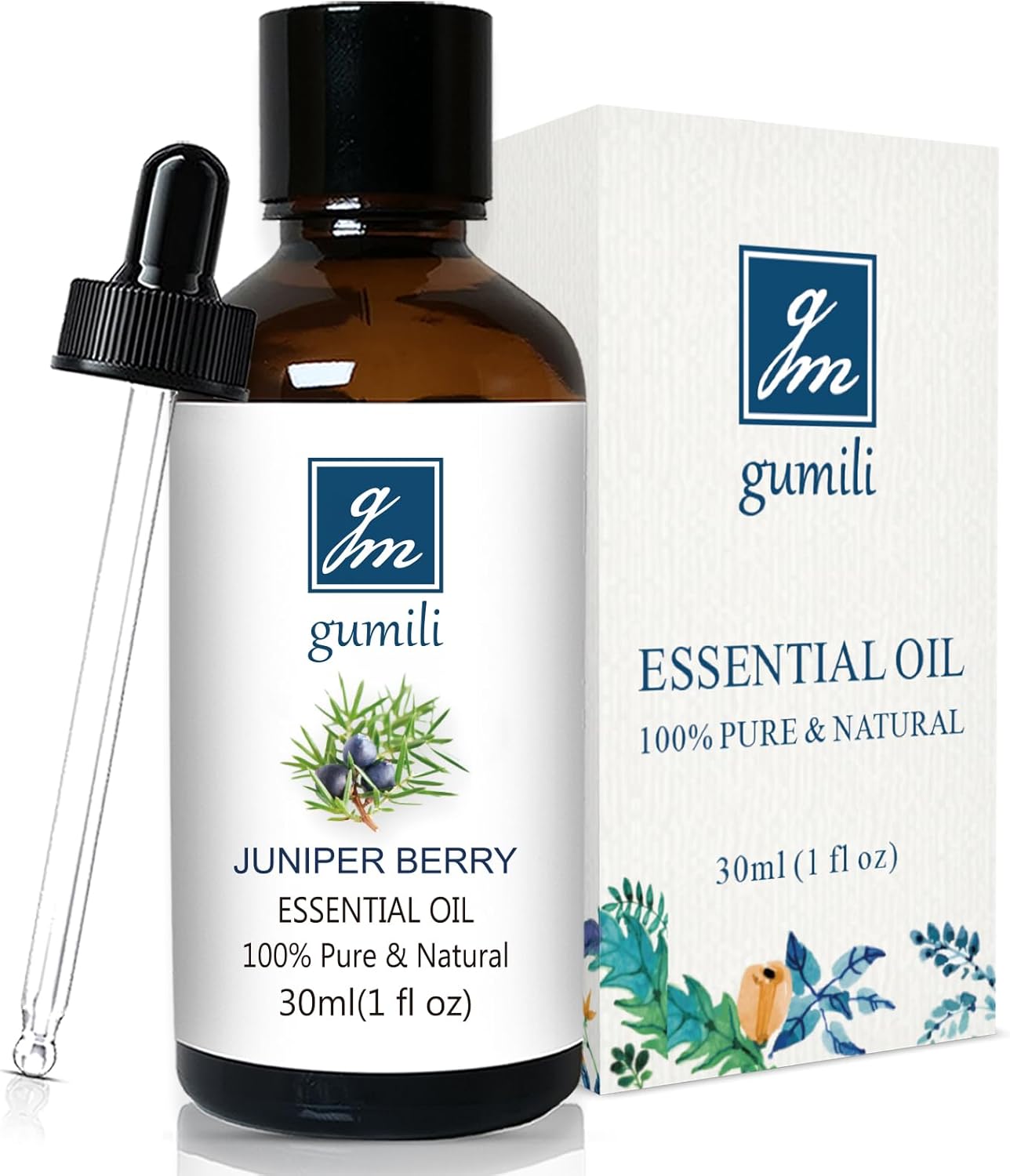 GM Gumili Juniper Berry Essential Oil 1 Oz – 100% Pure Natural Juniper Berry Oil for Diffuser, Massage, DIY Blends & Personal Care, Fresh Crisp Aroma