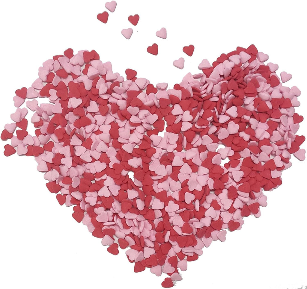 Red & Pink Edible Valentine's Day Candy Heart Shaped Sprinkles Cake Cupcake Toppers Cookie Decorations Sweet Dessert Sprinkle for Wedding Cake Decorating