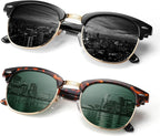Polarized Sunglasses Men Women,Semi Rimless Retro Shades UV400 Protection