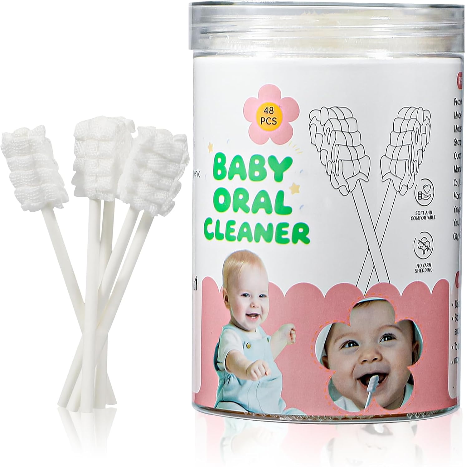 Baby Tongue Cleaner 48-Count, Newborn Oral Care Gauze Swabs – Soft Disposable Mouth Wipes for 0-36 Months, Travel-Pack Infant Tongue Brush Alternative