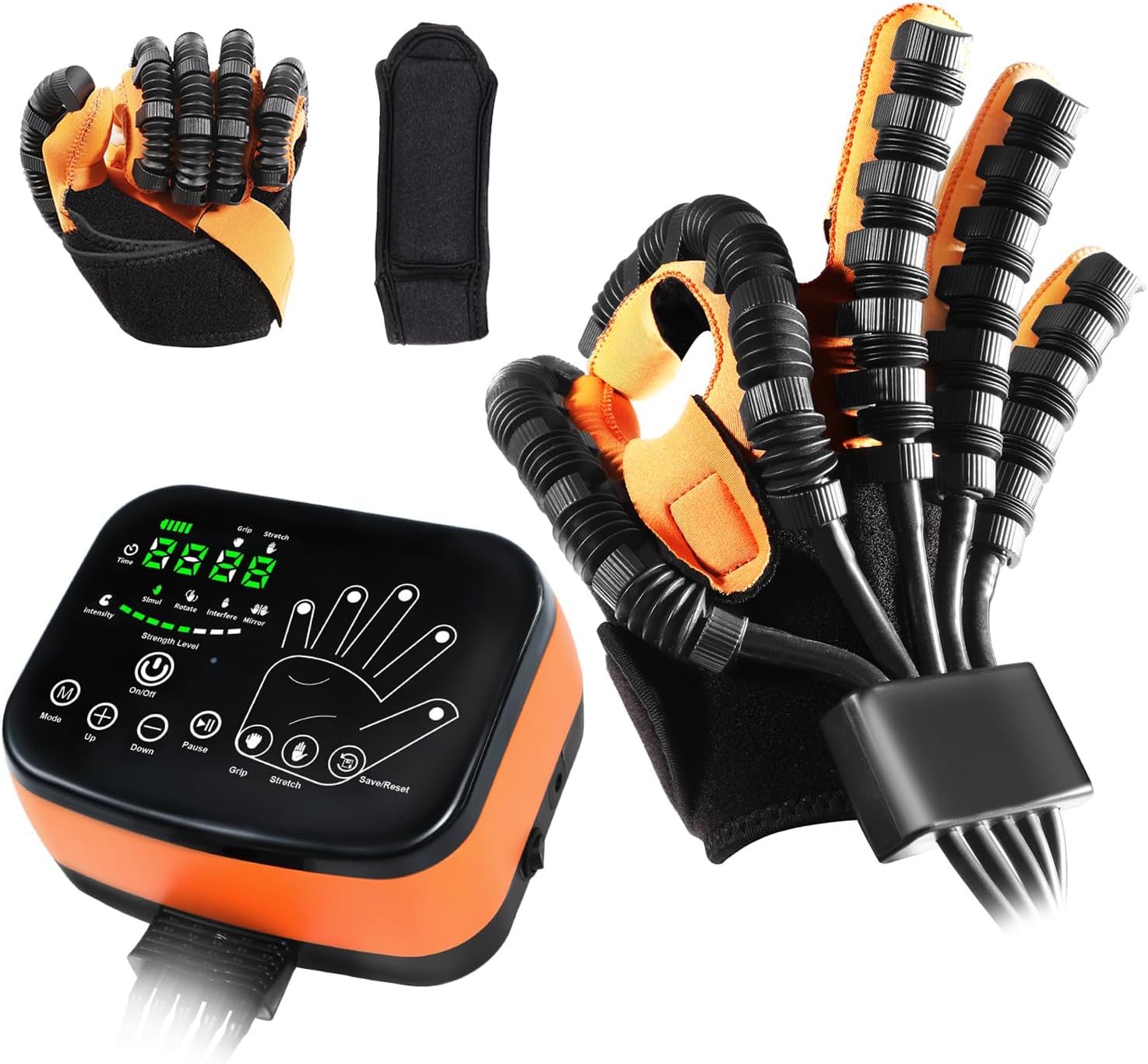 Upgraded Rehabilitation Robot Glove,Finger Rehab Robotic Glove Strokes Therapy Equipment for Hand Hemiplegia Stroke Recovery,4 Modes,2600mah Rechargeable (Right-Hand-S)