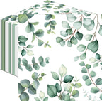 50 Count Eucalyptus Leaf Paper Napkins, Disposable Greenery Green Leaves Cocktail Napkins for Birthday, Baby Shower, Bridal, Wedding, Garden Tea Party, and Picnic Table Decorations