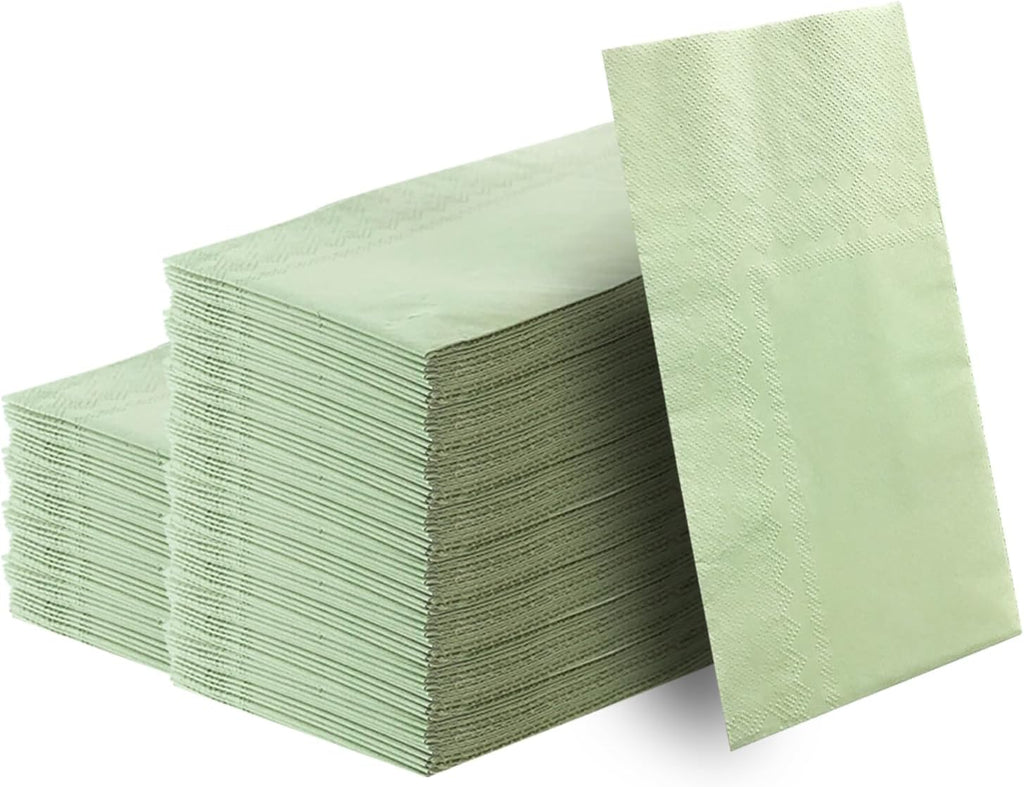50 Pieces 3-ply Sage Green Napkins 13 x 15.7 Inches Guest Bathroom Napkins Dessert Napkins Disposable Hand Towels for Bathroom Wedding Birthday Party Paper Dinner Napkins